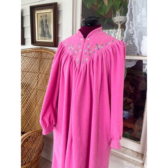 Vintage 1960s Vanity Fair Pink Fleece Robe MOD Sz M - Picture 6 of 10